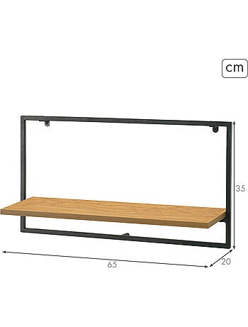 Max home bibliothèque murale en bois 1 étagère 65x20x35 cm