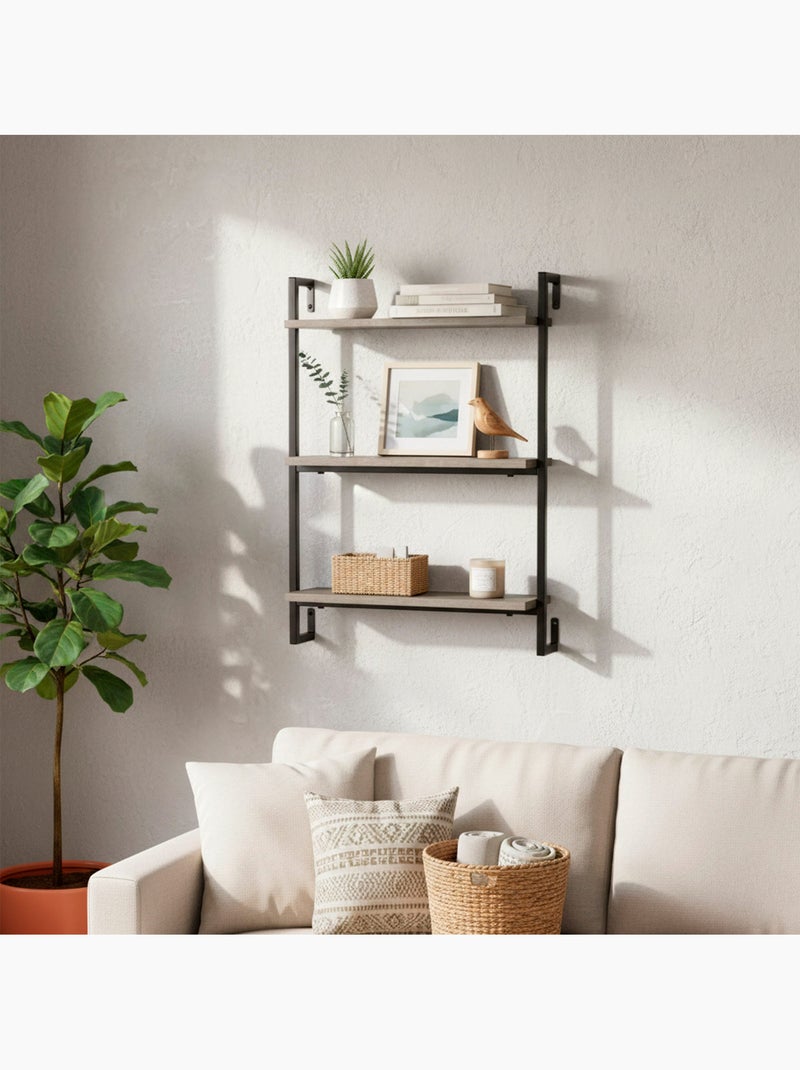 Max home etagère murale effet ciment 3 étagères 40x12x55 cm Bois naturel - Kiabi
