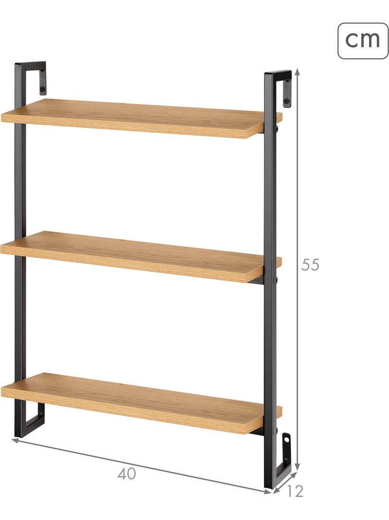 Max home etagère murale en bois 3 étagères 40x12x55 cm Bois naturel - Kiabi