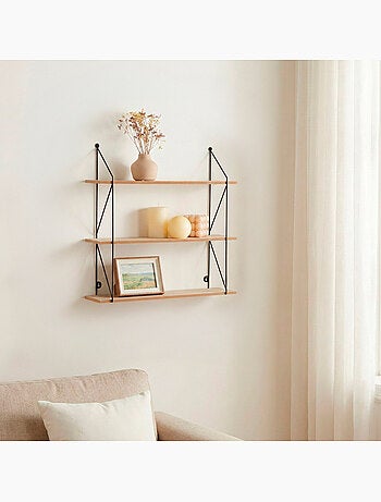 Max home etagère murale en bois 3 étagères 50x12x49 cm