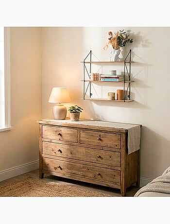 Max home etagère murale en bois 3 étagères 50x12x49 cm