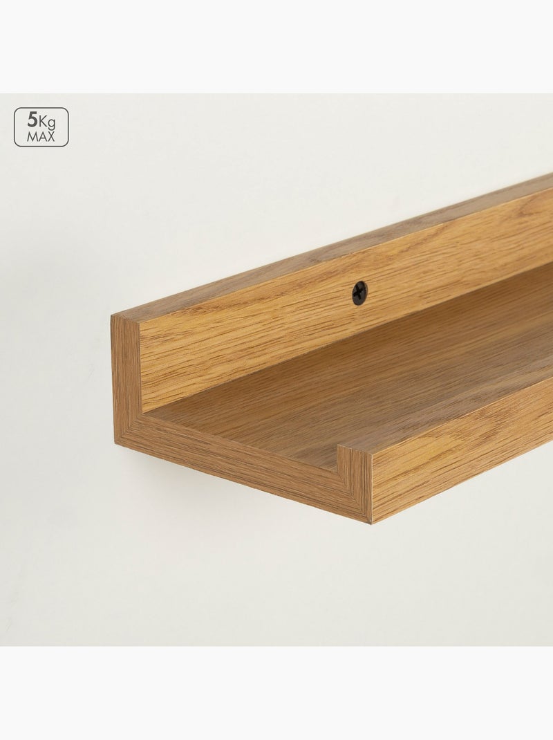 Max home etagère murale en bois avec bordure 120x10x4 cm Bois naturel - Kiabi