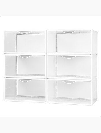 Max home lot de 6 boîtes à chaussures transparentes, empilables et anti-basculement ap. Côté t.46