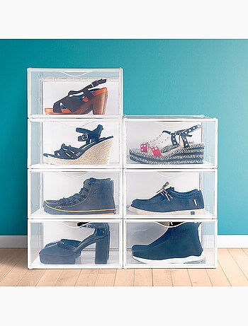 Max home lot de 6 boîtes à chaussures transparentes, empilables et anti-basculement ap. Côté t.46