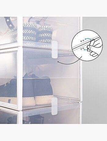 Max home lot de 6 boîtes à chaussures transparentes, empilables et anti-basculement ap. Côté t.46