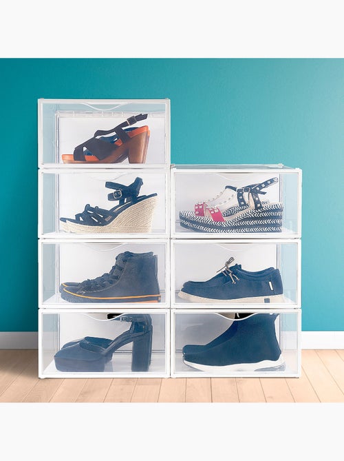 Max home lot de 6 boîtes à chaussures transparentes, empilables et anti-basculement ap. Côté t.46 - Kiabi
