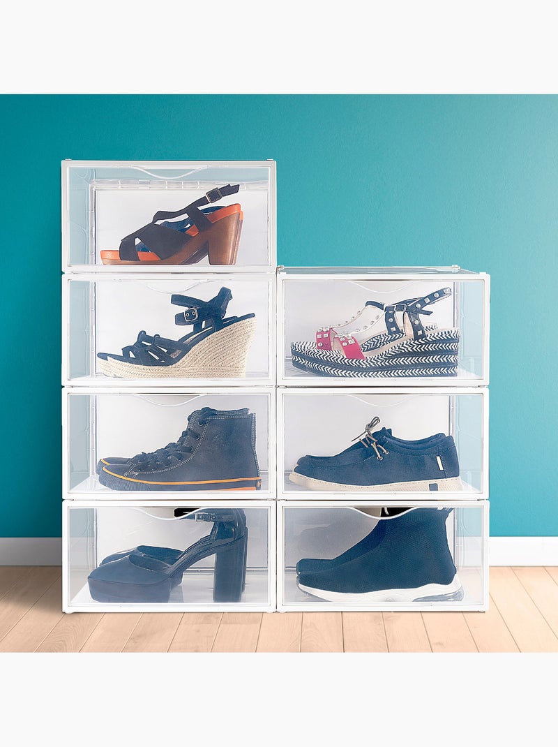 Max home lot de 6 boîtes à chaussures transparentes, empilables et anti-basculement ap. Côté t.46 Blanc - Kiabi