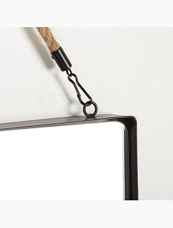 Max home miroir mural carré 30x30 cm avec cadre métallique et corde