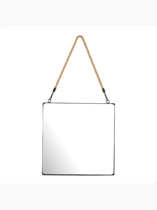 Max home miroir mural carré 30x30 cm avec cadre métallique et corde - Kiabi