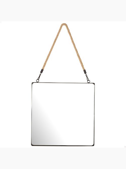 Max home miroir mural carré 40x40 cm avec cadre métallique et corde - Kiabi