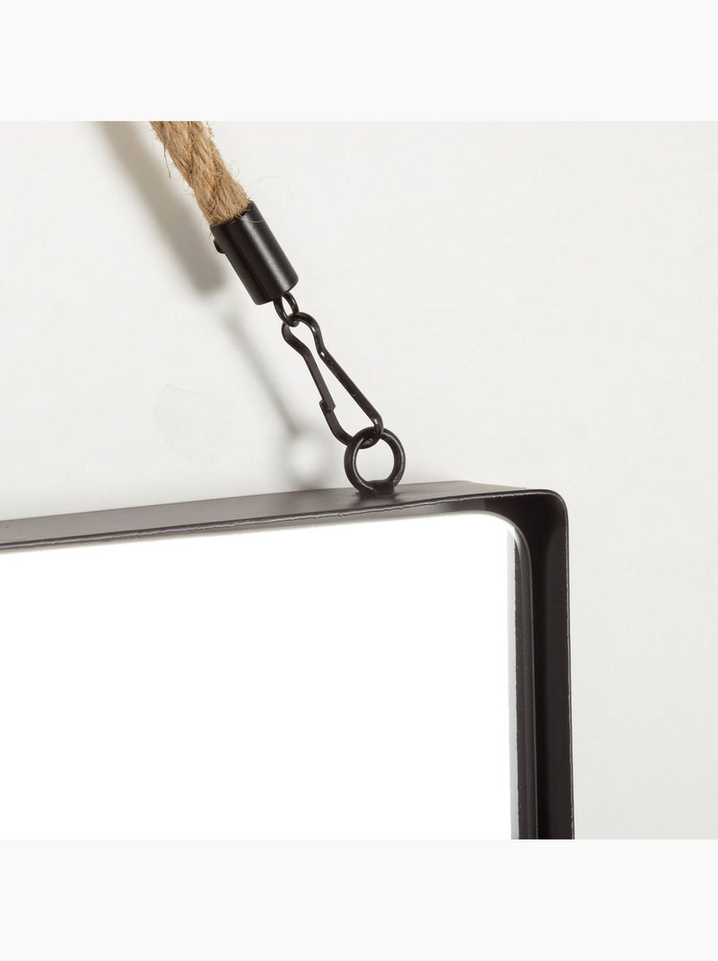 Max home miroir mural carré 40x40 cm avec cadre métallique et corde Noir - Kiabi