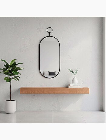 Max home miroir mural ovale 25x50 cm avec cadre et crochets métalliques