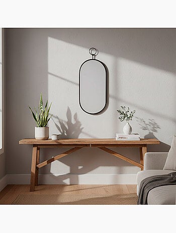 Max home miroir mural ovale 25x50 cm avec cadre et crochets métalliques