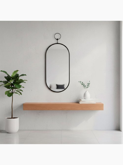 Max home miroir mural ovale 25x50 cm avec cadre et crochets métalliques - Kiabi