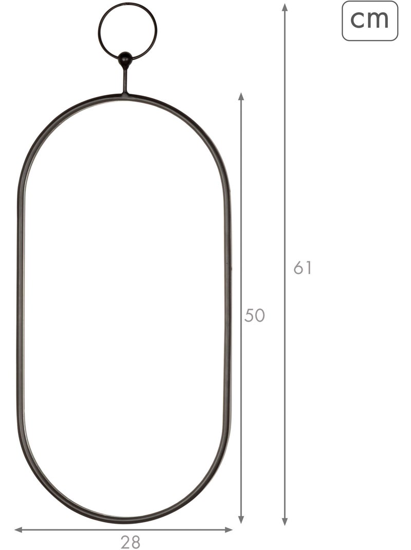 Max home miroir mural ovale 25x50 cm avec cadre et crochets métalliques Noir - Kiabi