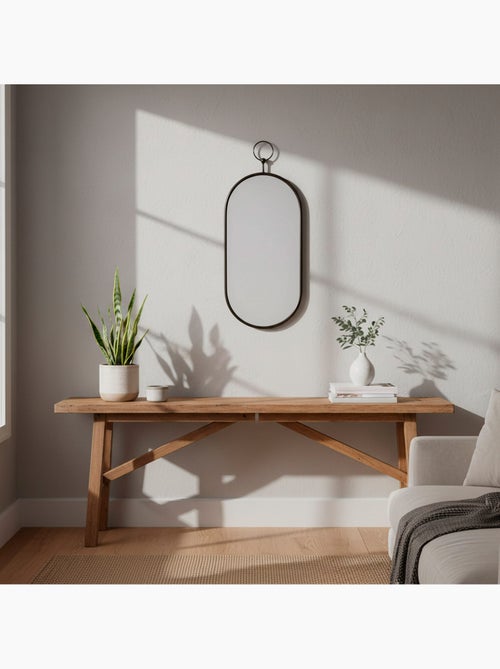 Max home miroir mural ovale 25x50 cm avec cadre et crochets métalliques - Kiabi