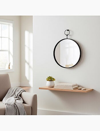 Max home miroir mural rond d35 avec cadre et crochets métalliques