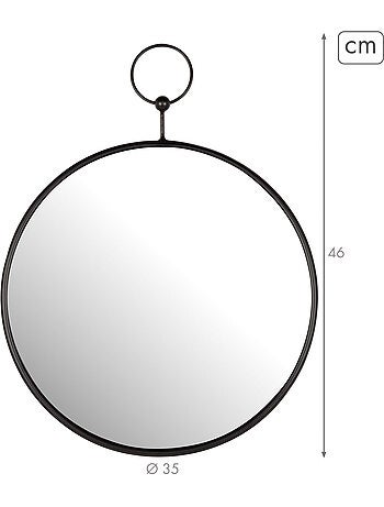 Max home miroir mural rond d35 avec cadre et crochets métalliques