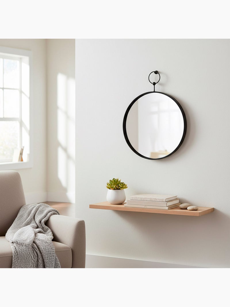 Max home miroir mural rond d35 avec cadre et crochets métalliques Noir - Kiabi
