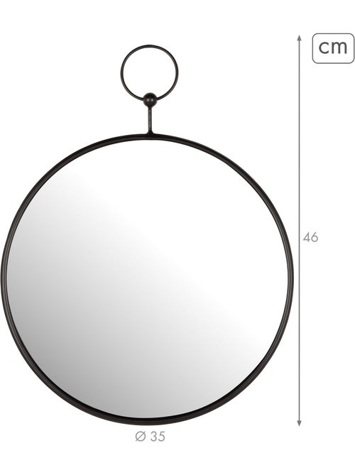 Max home miroir mural rond d35 avec cadre et crochets métalliques - Kiabi