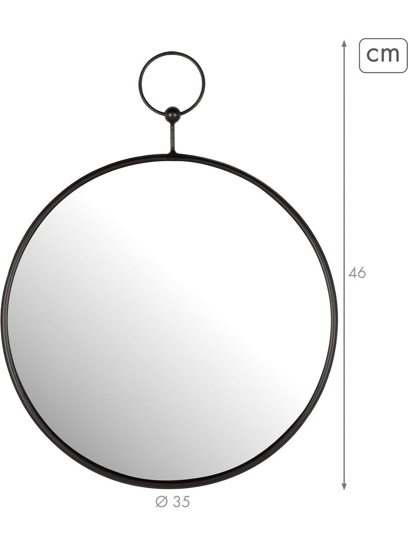 Max home miroir mural rond d35 avec cadre et crochets métalliques Noir - Kiabi