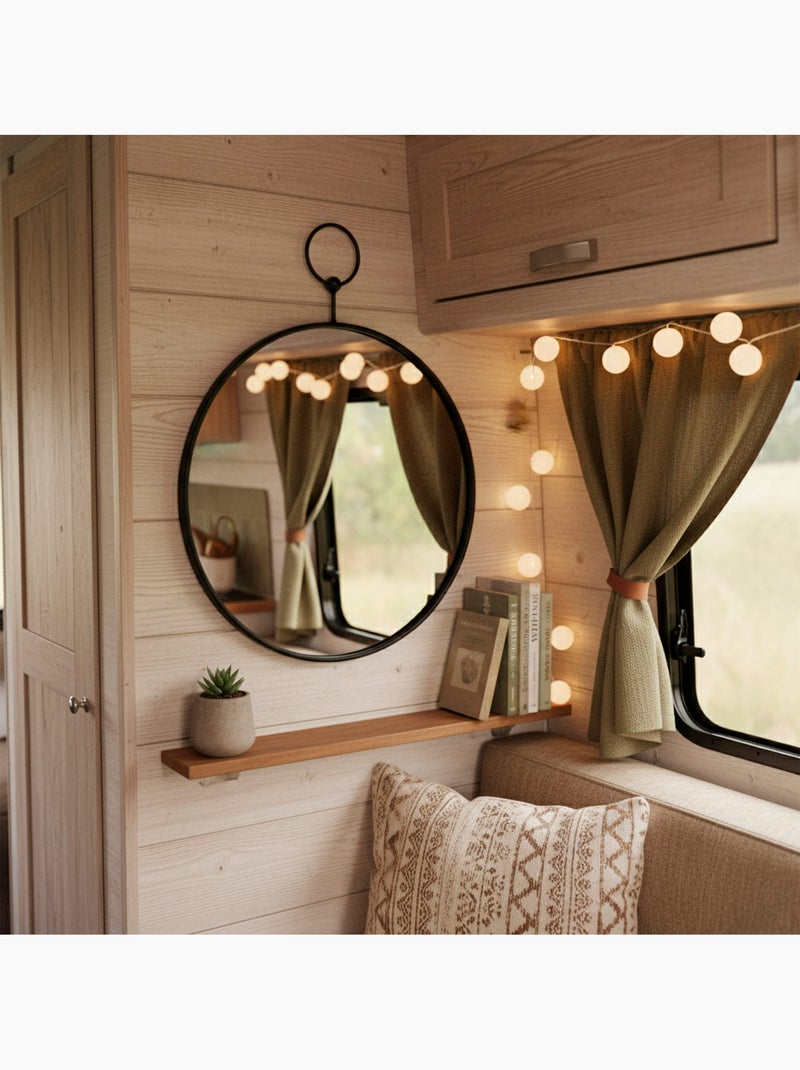Max home miroir mural rond d35 avec cadre et crochets métalliques Noir - Kiabi