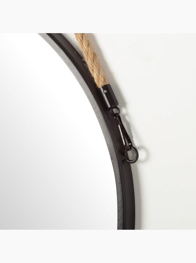 Max home miroir mural rond d38 avec cadre métallique et corde Noir - Kiabi