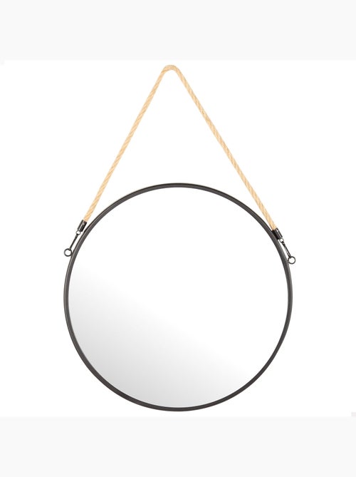 Max home miroir mural rond d55 avec cadre métallique et corde - Kiabi Max home miroir mural rond d55 avec cadre métallique et corde - Kiabi