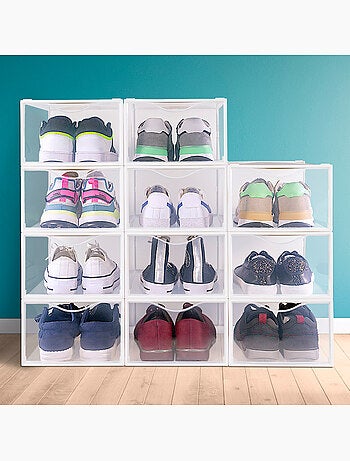 Max home pack 12 boîtes à chaussures transparentes, empilables et anti-basculement t.44