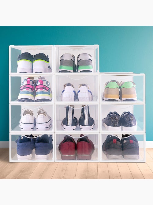 Max home pack 12 boîtes à chaussures transparentes, empilables et anti-basculement t.44 - Kiabi