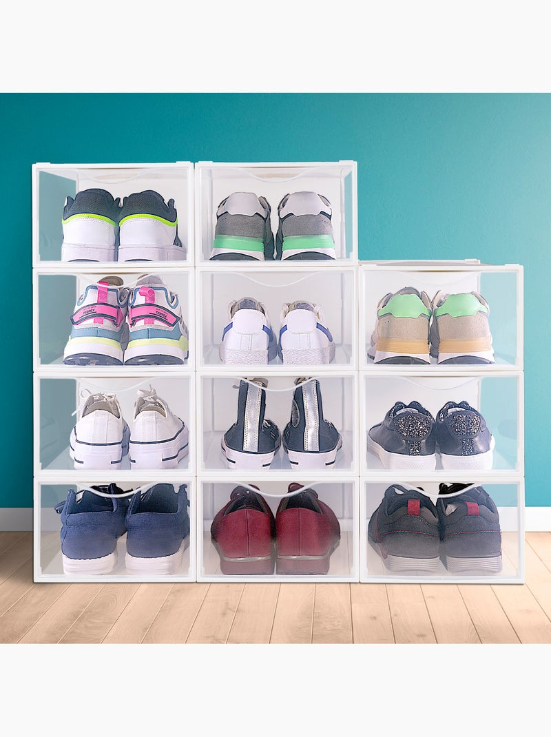 Max home pack 12 boîtes à chaussures transparentes, empilables et anti-basculement t.44 Blanc - Kiabi