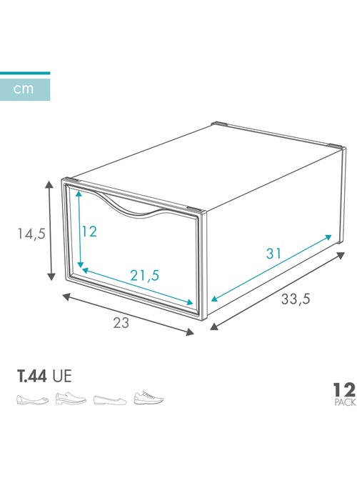 Max home pack 12 boîtes à chaussures transparentes, empilables et anti-basculement t.44 - Kiabi