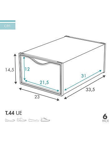 Max home pack 6 boîtes à chaussures transparentes, empilables et anti-basculement t.44