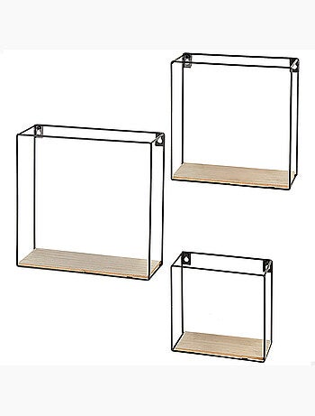 Max home set de 3 étagères murales carrées en bois de différentes tailles