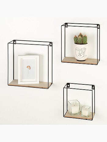 Max home set de 3 étagères murales carrées en bois de différentes tailles
