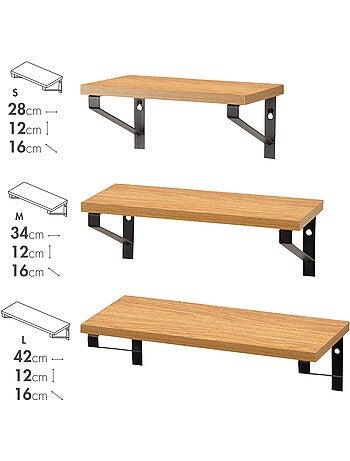 Max home set de 3 étagères murales en bois, différentes tailles