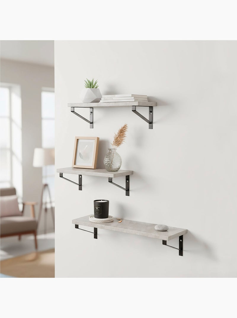 Max home set de 3 étagères murales en ciment de différentes tailles Bois naturel - Kiabi