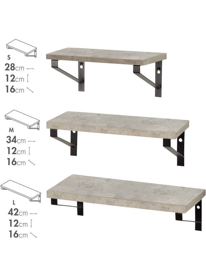 Max home set de 3 étagères murales en ciment de différentes tailles Bois naturel - Kiabi