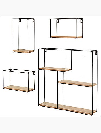 Max home set de 4 étagères murales en bois, différentes tailles
