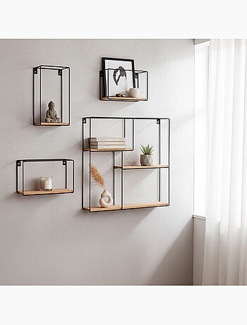 Max home set de 4 étagères murales en bois, différentes tailles