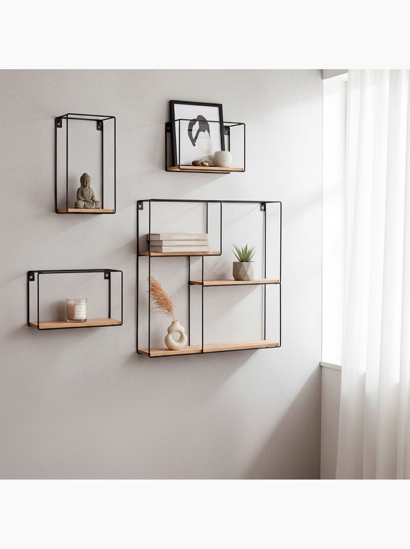 Max home set de 4 étagères murales en bois, différentes tailles Bois naturel - Kiabi