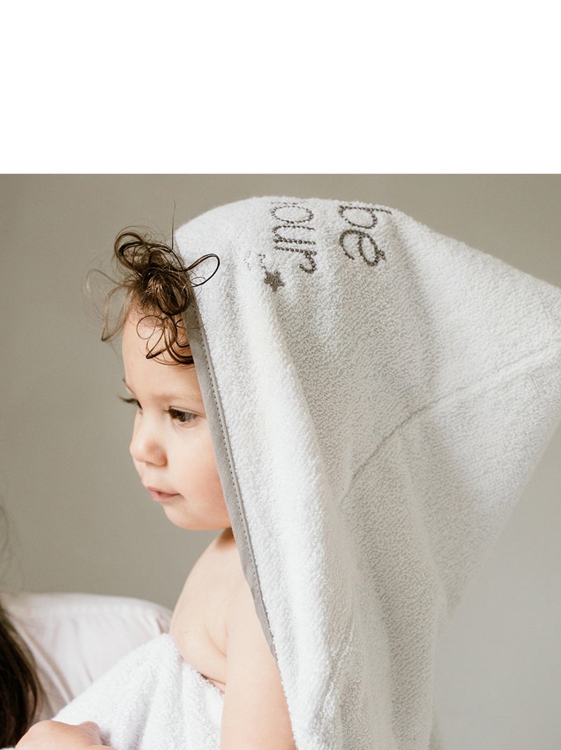 Maxi cape de bain 100x100 cm Bébé d'amour Blanc - Kiabi