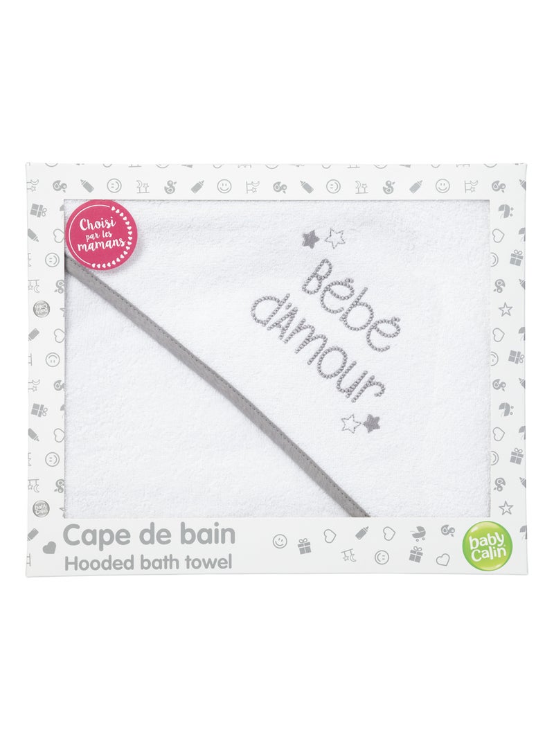 Maxi cape de bain 100x100 cm Bébé d'amour Blanc - Kiabi