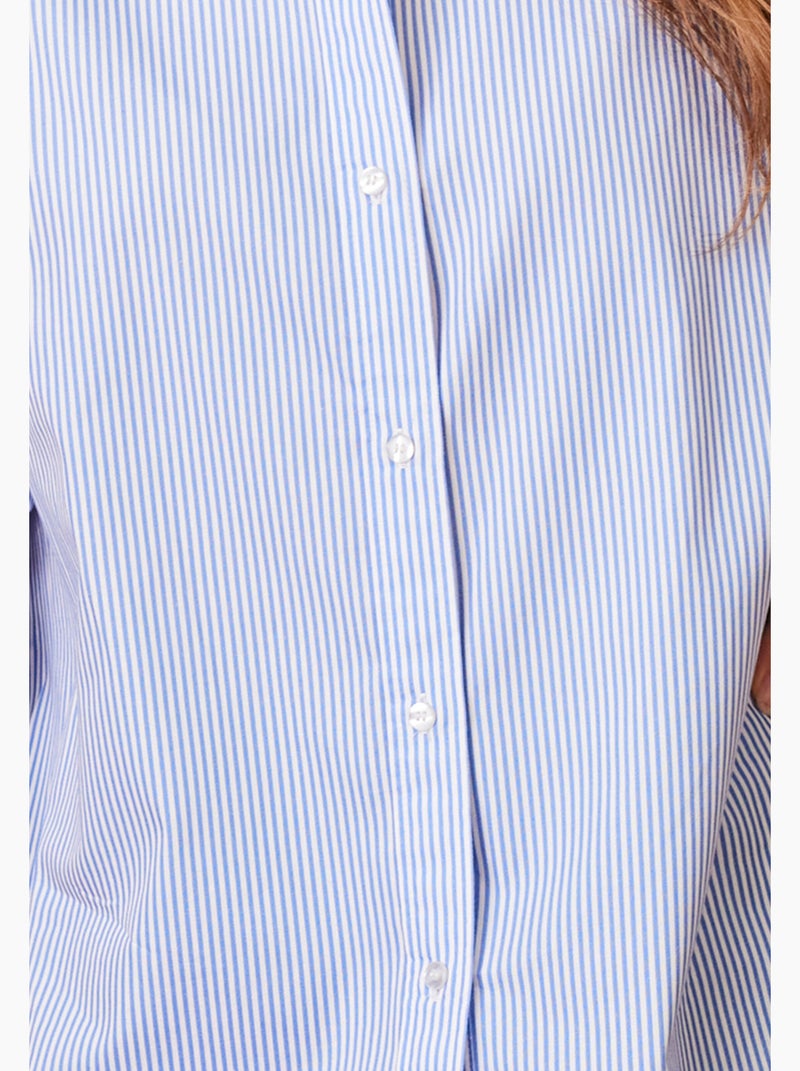 Maxi-chemise popeline rayée - Damart Bleu - Kiabi