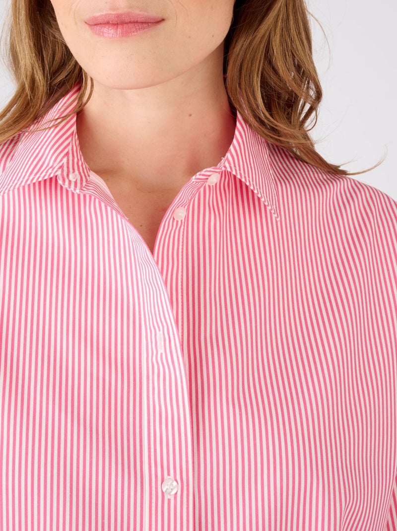 Maxi-chemise popeline rayée - Damart Rose - Kiabi