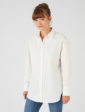 Maxi-chemise popeline unie - Damart