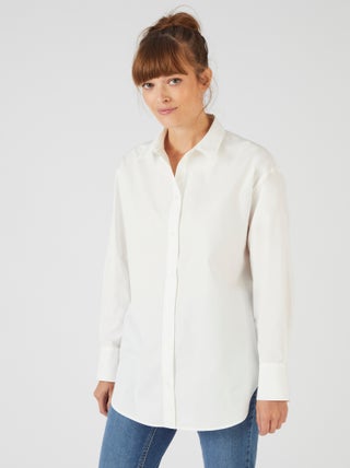 Maxi-chemise popeline unie - Damart
