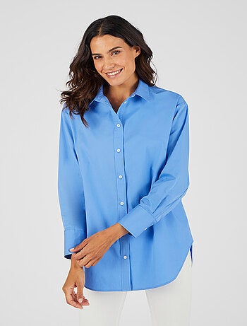 Maxi-chemise popeline unie - Damart