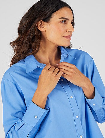 Maxi-chemise popeline unie - Damart