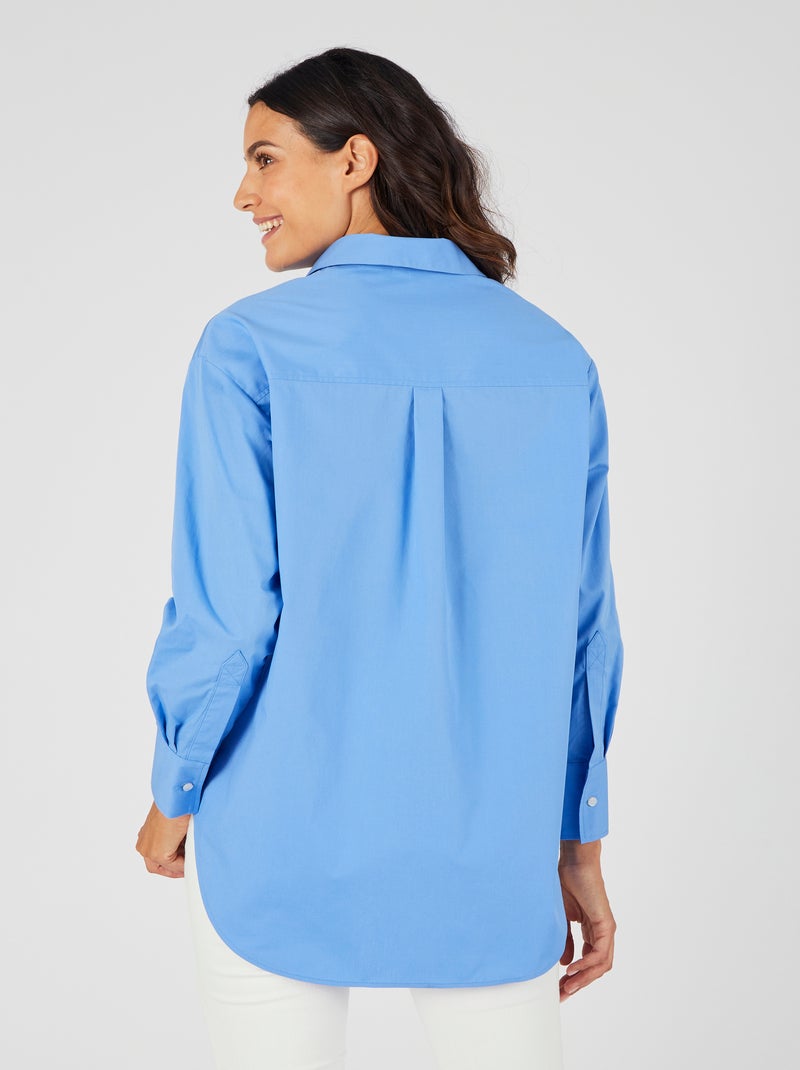 Maxi-chemise popeline unie - Damart Bleu - Kiabi